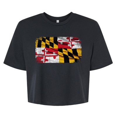 Vintage Maryland Flag Bella+Canvas Jersey Crop Tee