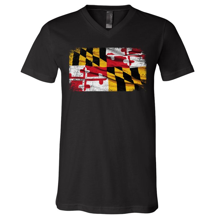 Vintage Maryland Flag V-Neck T-Shirt