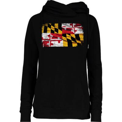 Vintage Maryland Flag Womens Funnel Neck Pullover Hood