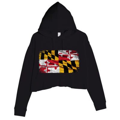 Vintage Maryland Flag Crop Fleece Hoodie