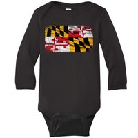 Vintage Maryland Flag Baby Long Sleeve Bodysuit