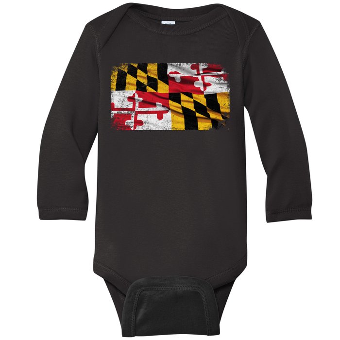 Vintage Maryland Flag Baby Long Sleeve Bodysuit