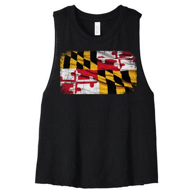 Vintage Maryland Flag Women's Racerback Cropped Tank