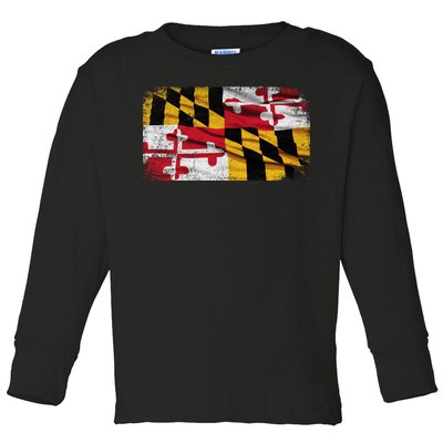 Vintage Maryland Flag Toddler Long Sleeve Shirt