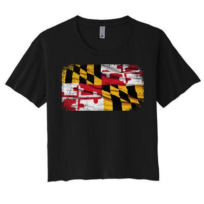 Vintage Maryland Flag Women's Crop Top Tee