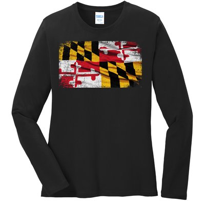 Vintage Maryland Flag Ladies Long Sleeve Shirt