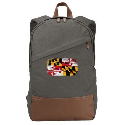 Vintage Maryland Flag Cotton Canvas Backpack