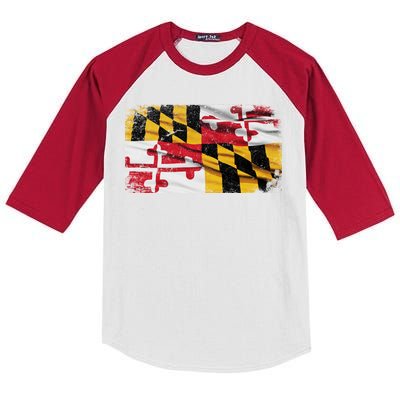 Vintage Maryland Flag Kids Colorblock Raglan Jersey