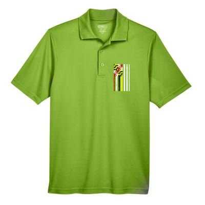 Vintage Maryland State American Flag Men's Origin Performance Piqué Polo