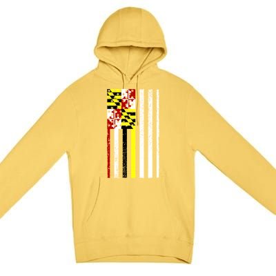 Vintage Maryland State American Flag Premium Pullover Hoodie