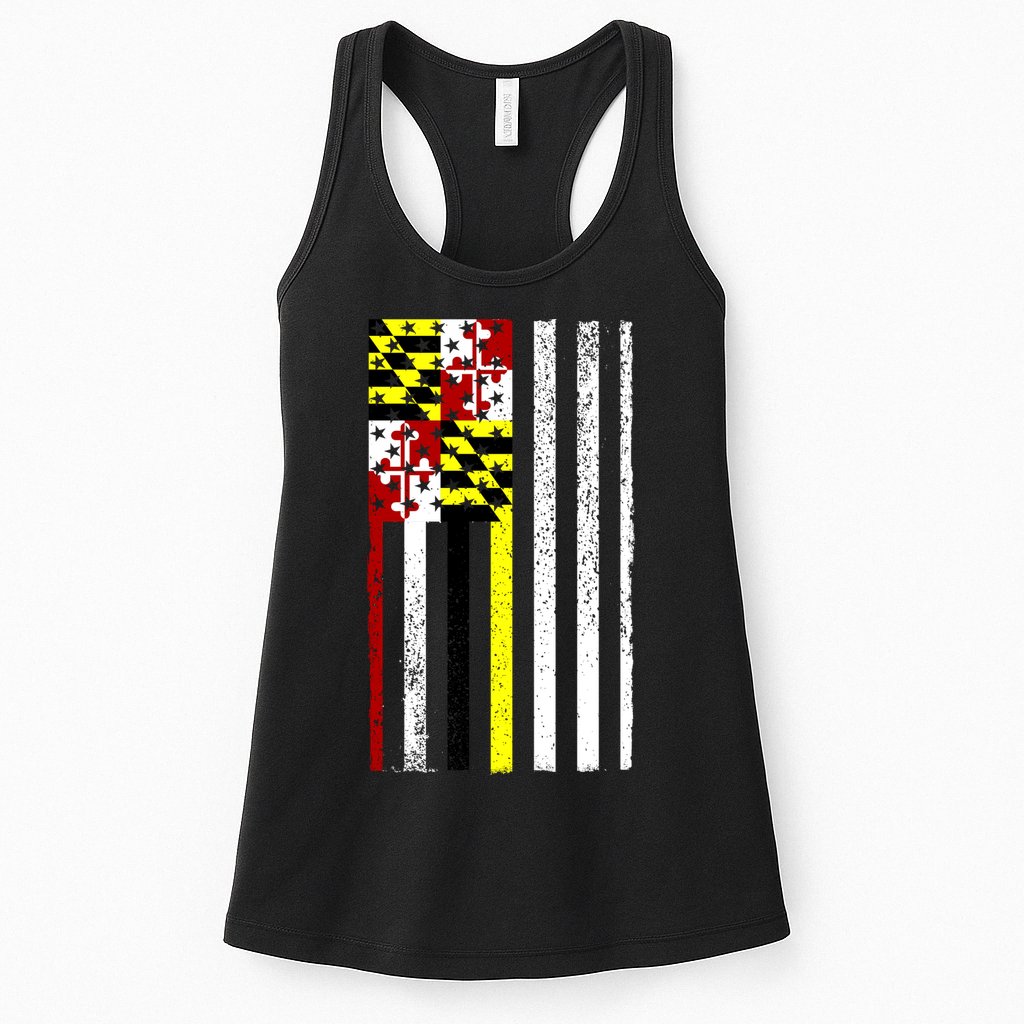 Vintage Maryland State American Flag Womens Tank Top