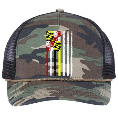 Vintage Maryland State American Flag Retro Rope Trucker Hat Cap