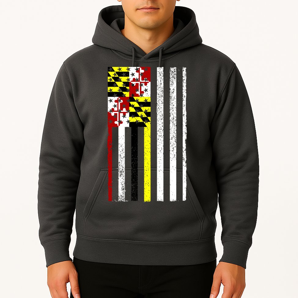 Vintage Maryland State American Flag Hoodie