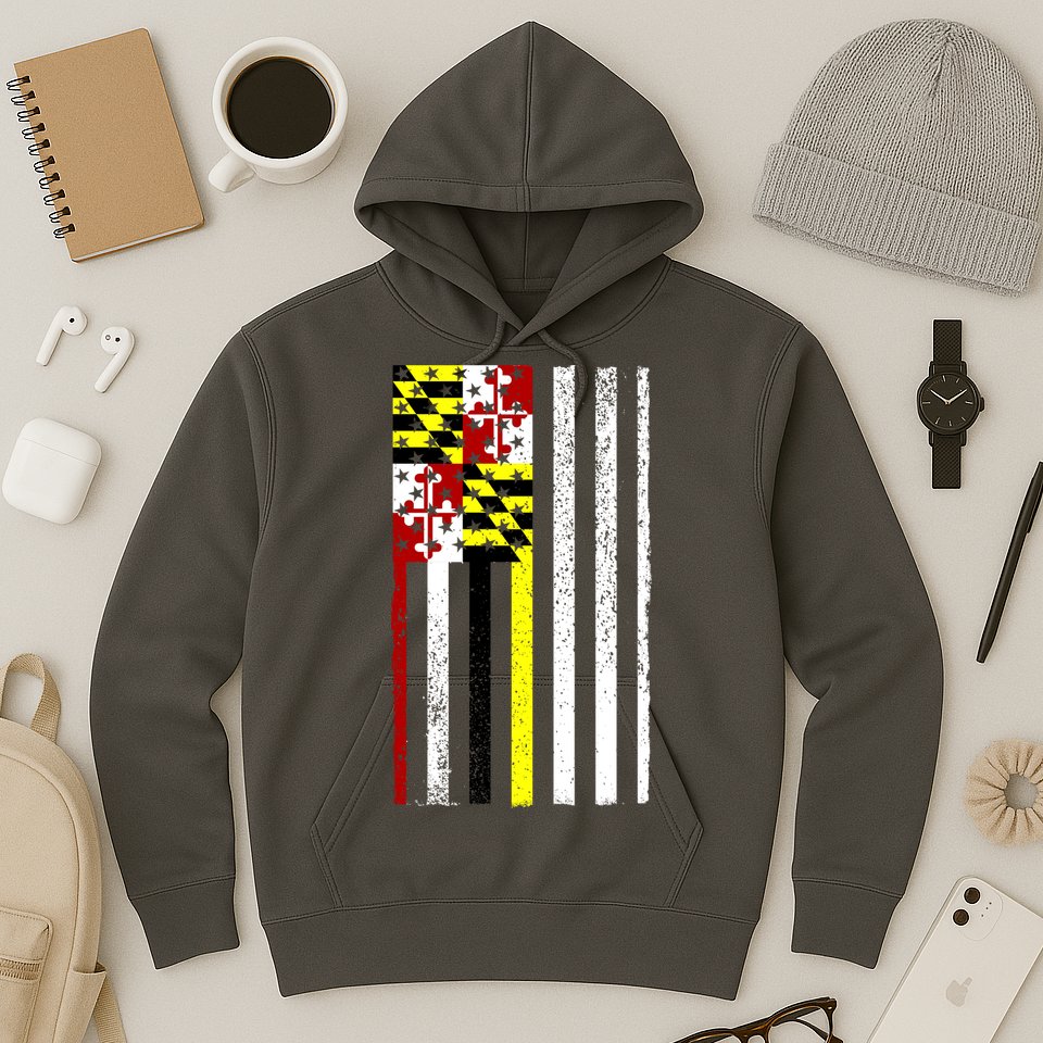 Vintage Maryland State American Flag Hoodie