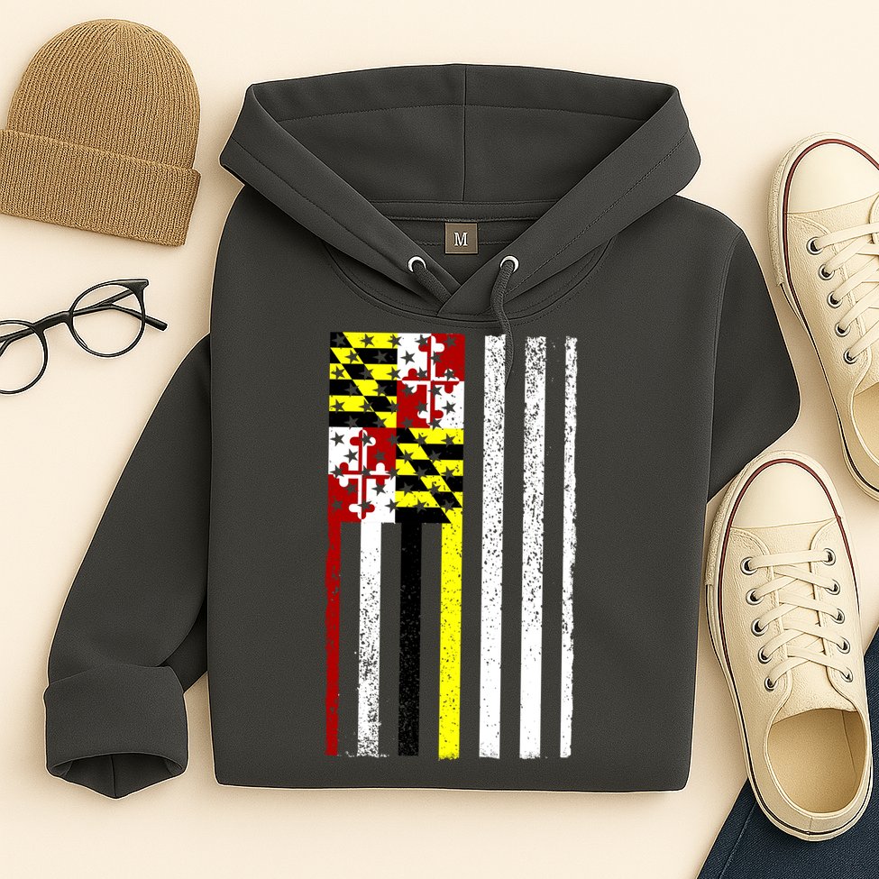 Vintage Maryland State American Flag Hoodie