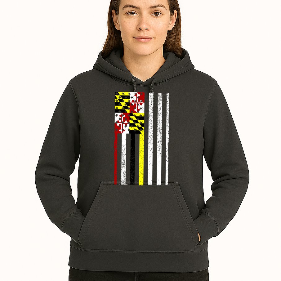 Vintage Maryland State American Flag Hoodie
