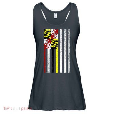 Vintage Maryland State American Flag Ladies Essential Flowy Tank