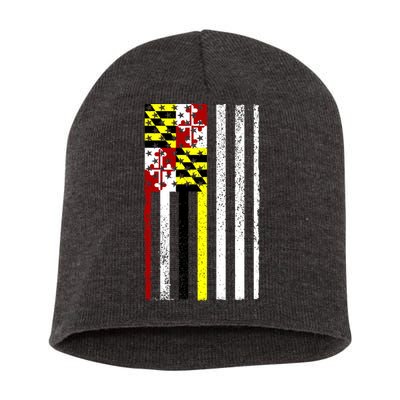 Vintage Maryland State American Flag Short Acrylic Beanie