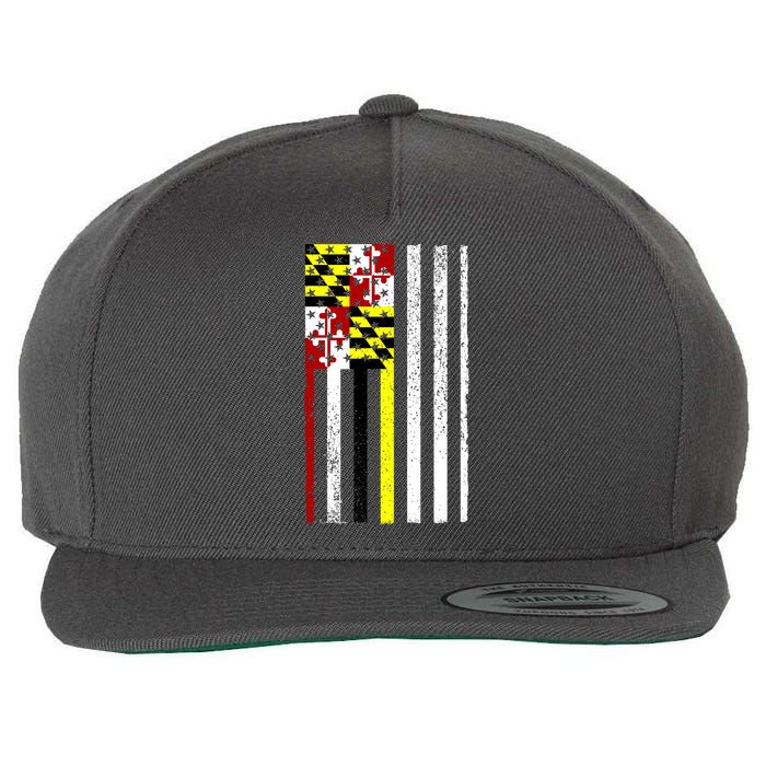 Vintage Maryland State American Flag Wool Snapback Cap