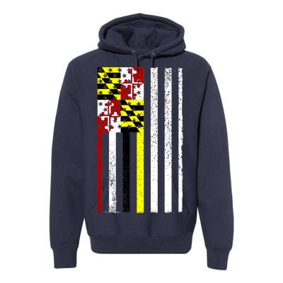 Vintage Maryland State American Flag Premium Hoodie