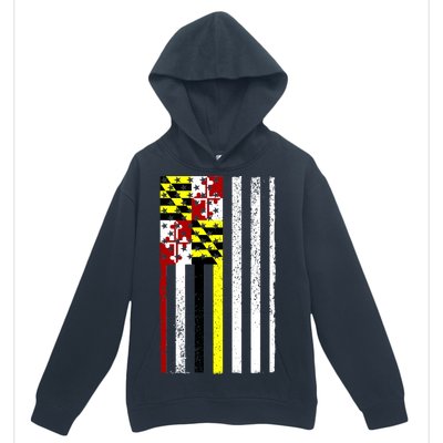 Vintage Maryland State American Flag Urban Pullover Hoodie