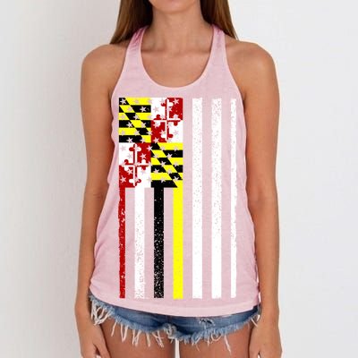 Vintage Maryland State American Flag Women's Knotted Racerback Tank