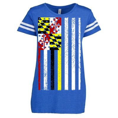 Vintage Maryland State American Flag Enza Ladies Jersey Football T-Shirt