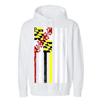 Vintage Maryland State American Flag Garment-Dyed Fleece Hoodie