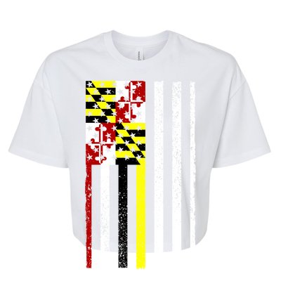 Vintage Maryland State American Flag Bella+Canvas Jersey Crop Tee