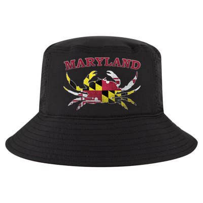 Vintage Maryland State Blue Crab Pride Flag  Cool Comfort Performance Bucket Hat