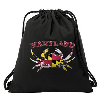 Vintage Maryland State Blue Crab Pride Flag  Drawstring Bag