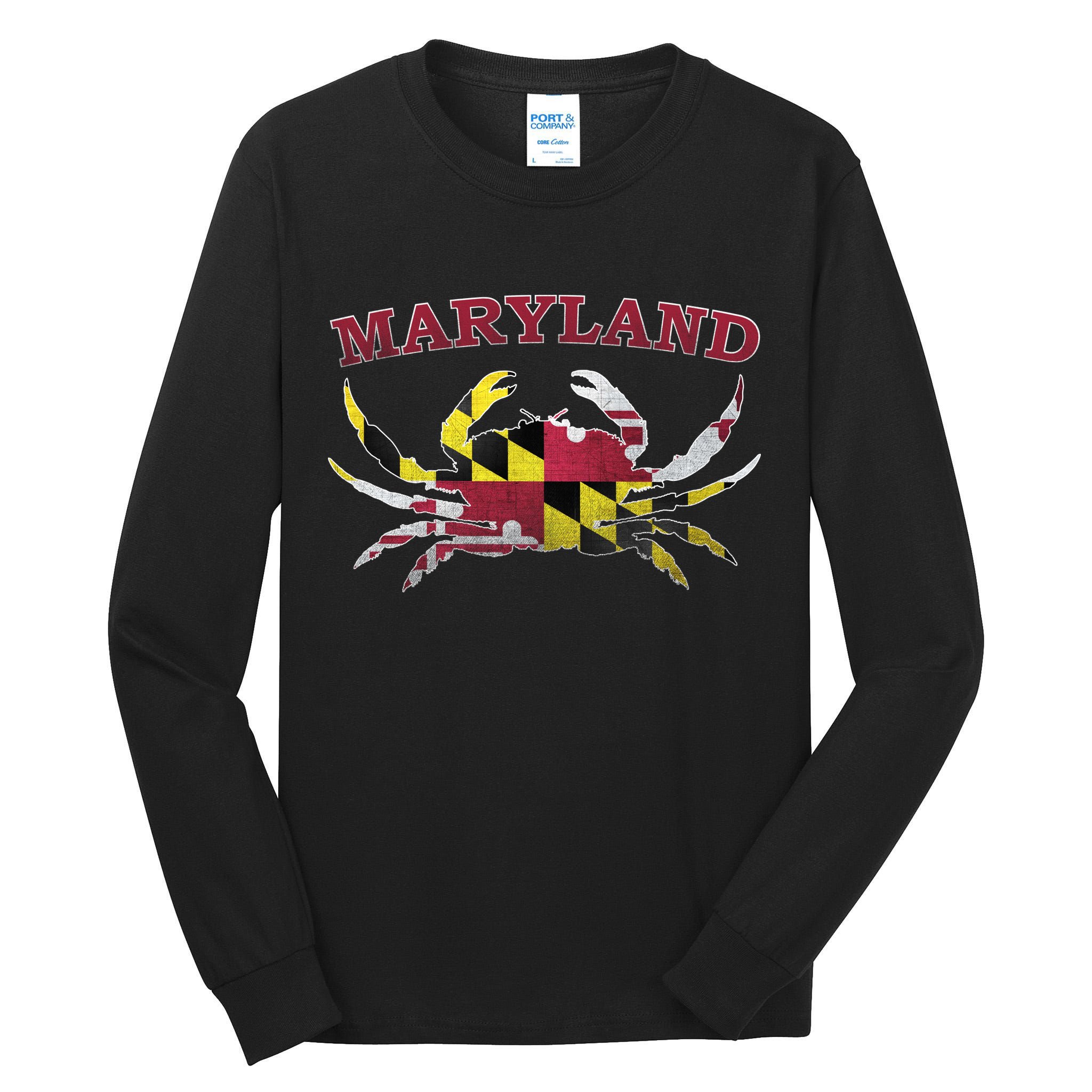 Vintage Maryland State Blue Crab Pride Flag  Tall Long Sleeve T-Shirt