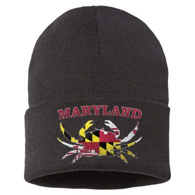 Vintage Maryland State Blue Crab Pride Flag  Sustainable Knit Beanie