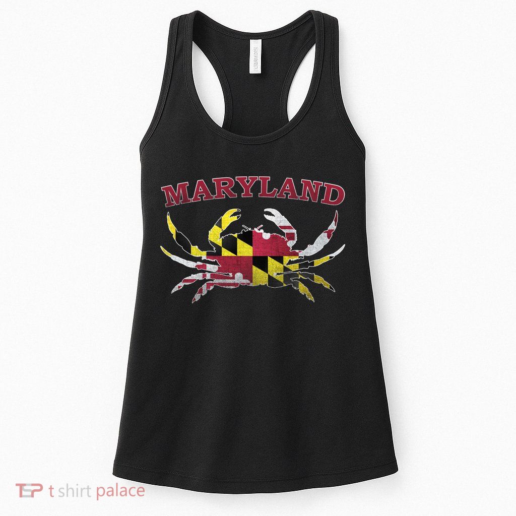 Vintage Maryland State Blue Crab Pride Flag  Womens Tank Top