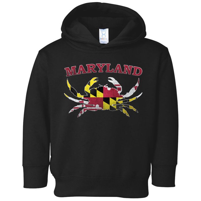 Vintage Maryland State Blue Crab Pride Flag  Toddler Hoodie