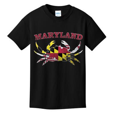 Vintage Maryland State Blue Crab Pride Flag  Kids T-Shirt