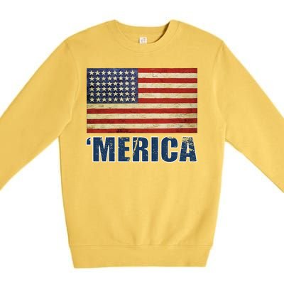 Vintage Merica Flag Premium Crewneck Sweatshirt