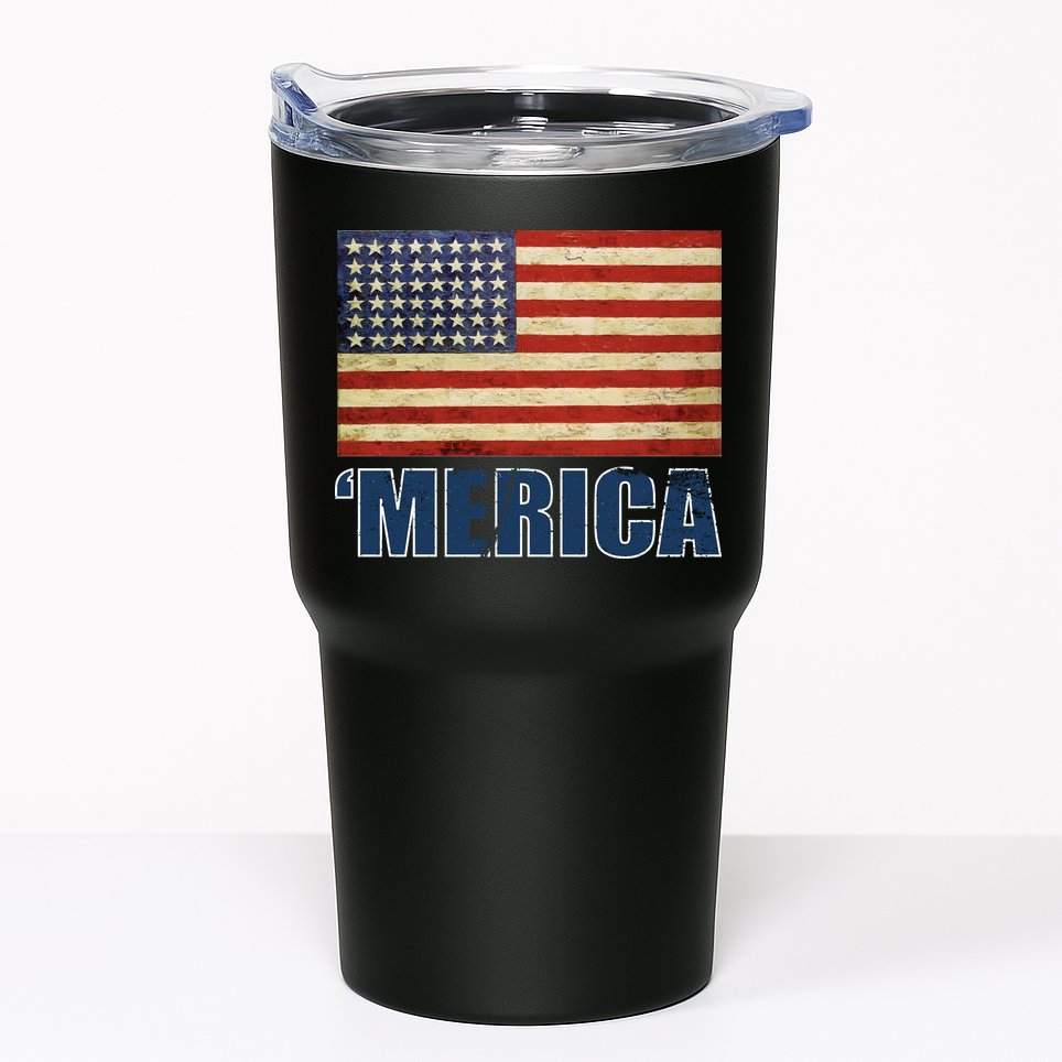 Vintage Merica Flag Tumbler