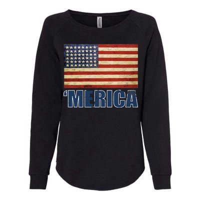 Vintage Merica Flag Womens California Wash Sweatshirt