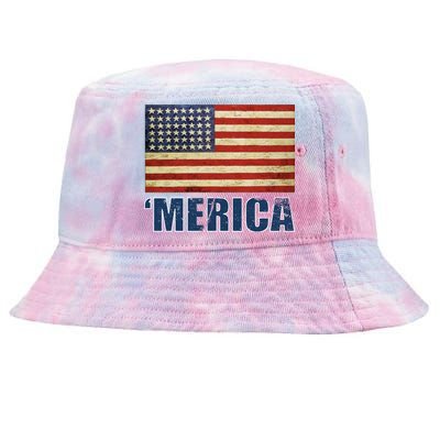 Vintage Merica Flag Tie-Dyed Bucket Hat