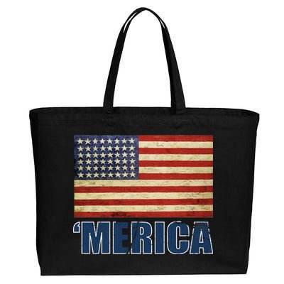 Vintage Merica Flag Cotton Canvas Jumbo Tote