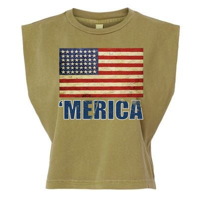 Vintage Merica Flag Garment-Dyed Women's Muscle Tee