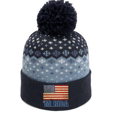 Vintage Merica Flag The Baniff Cuffed Pom Beanie