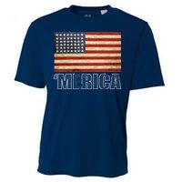 Vintage Merica Flag Cooling Performance Crew T-Shirt