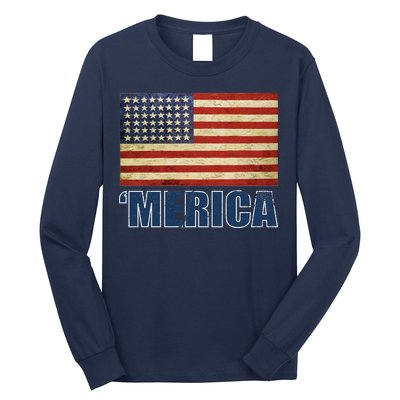 Vintage Merica Flag Long Sleeve Shirt