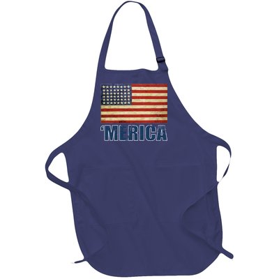 Vintage Merica Flag Full-Length Apron With Pockets