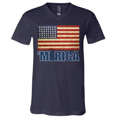 Vintage Merica Flag V-Neck T-Shirt