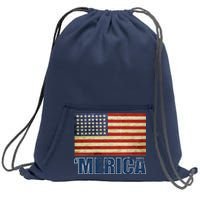 Vintage Merica Flag Sweatshirt Cinch Pack Bag