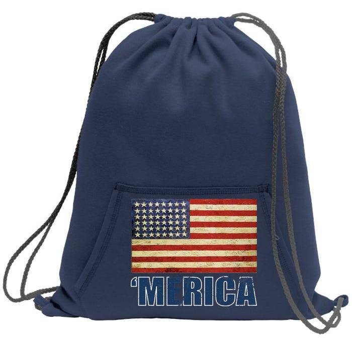 Vintage Merica Flag Sweatshirt Cinch Pack Bag