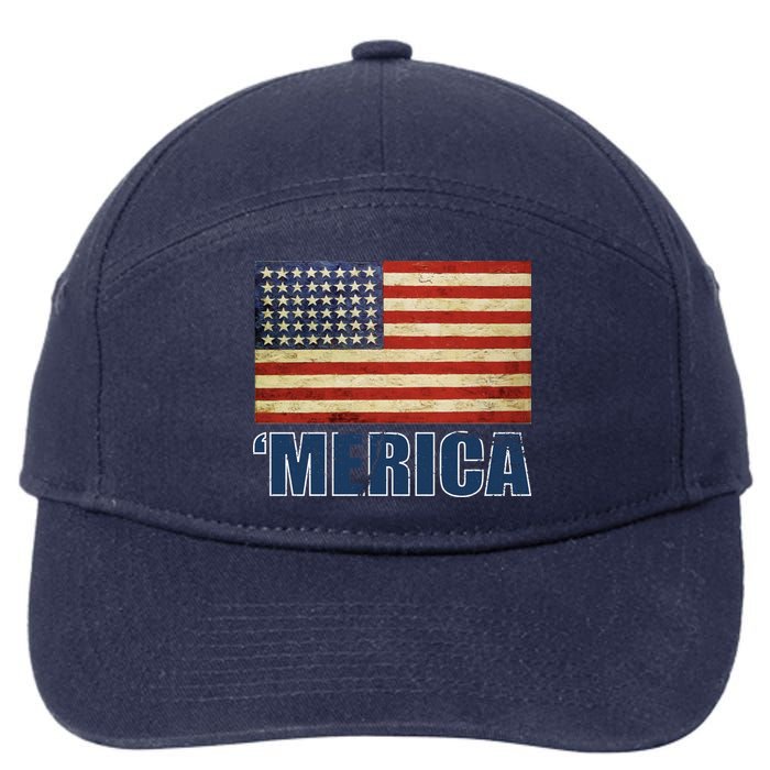 Vintage Merica Flag 7-Panel Snapback Hat